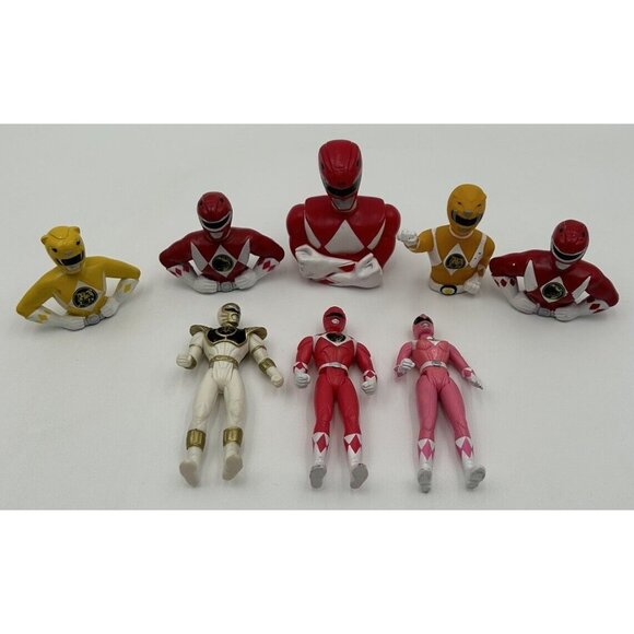 Vintage Mighty Morphin Power Rangers Lot of 8 4” Figures & Pencil/Pen Toppers - Picture 1 of 16